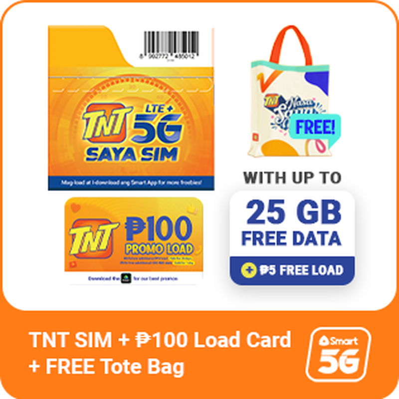 TNT 5G SIM Bundle (P100 Promo Load Card w/ FREE 5 Load) with Free TNT Tote Bag, , hi-res image number 0